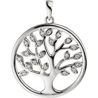 JOBO Kettenanhänger Anhänger Lebensbaum, 925 Silber mit 21 Zirkonia silberfarben