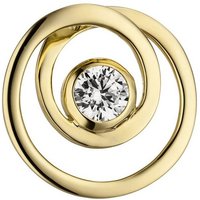 JOBO Kettenanhänger Anhänger rund, 925 Silber vergoldet mit 1 Zirkonia goldfarben