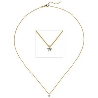 JOBO Kette mit Anhänger Solitär, 585 Gold mit 1 Diamant Brillant 0,15 ct. 45 cm gelb|goldfarben