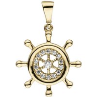 JOBO Kettenanhänger Anhänger Steuerrad, 333 Gold mit 15 Zirkonia gelb|goldfarben