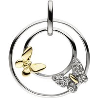 JOBO Kettenanhänger Anhänger Schmetterlinge, 925 Silber bicolor vergoldet mit 24 Zirkonia silberfarben
