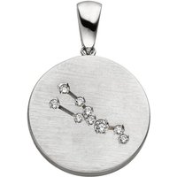 JOBO Sternzeichenanhänger Sternzeichen Stier, 925 Silber matt mit 9 Zirkonia silberfarben