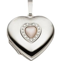 JOBO Medallionanhänger Anhänger Medaillon Herz, 925 Silber mit Perlmutt silberfarben