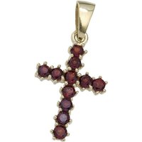 JOBO Kreuzanhänger Anhänger Kreuz, 333 Gold mit Granat gelb|goldfarben