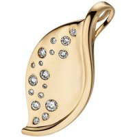 JOBO Kettenanhänger Anhänger mit 17 Diamanten, 585 Gold gelb|goldfarben