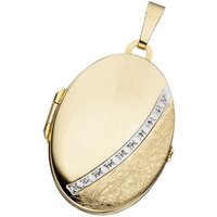 JOBO Medallionanhänger Anhänger Medaillon oval, 333 Gold bicolor gelb|goldfarben