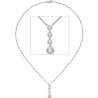 JOBO Kette mit Anhänger, 585 Weißgold mit 4 Diamanten 43 cm silberfarben