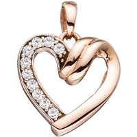 JOBO Herzanhänger Anhänger Herz, 333 Roségold mit Zirkonia goldfarben