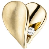 JOBO Herzanhänger Anhänger Herz, 585 Gold mit 1 Diamant gelb|goldfarben