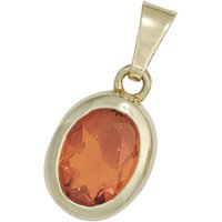 JOBO Kettenanhänger Anhänger oval, 585 Gold mit Feueropal gelb|goldfarben