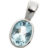 JOBO Kettenanhänger Anhänger oval, 925 Silber mit Blautopas silberfarben