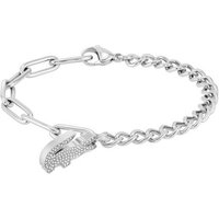 Lacoste Armband Schmuck Edelstahl Armband Ankerkette CROCODILE, mit Glasstein silberfarben