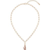 Lacoste Kette mit Anhänger CROCODILE, 2040304, mit Glasstein goldfarben|lila|rosa