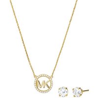 MICHAEL KORS Ohrring und Ketten Set PREMIUM, MKC1260AN040, MKC1260AN791, MKC1260AN710 (Set, 3-tlg), mit Zirkonia (synth) gelb|goldfarben