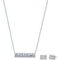 MICHAEL KORS Ohrring und Ketten Set PREMIUM, TAPERED BAGUETTE BAR, MKC1688SET (Set, 3-tlg), mit Zirkonia (synth) silberfarben