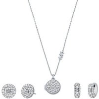 MICHAEL KORS Ohrring und Ketten Set PREMIUM, LOCKET, MKC1700SET (Set, 5-tlg), mit Zirkonia (synth) silberfarben