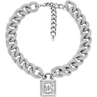 MICHAEL KORS Kette mit Anhänger PREMIUM, PAVÉ LOCK, SCHLOSS, MKJ8299CZ040, mit Zirkonia (synth) silberfarben