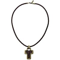 Police Kette mit Anhänger PJ21120PLG-03, Lederbesatz in Edelstahlanhänger braun