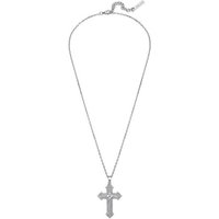 Police Kette mit Anhänger mit Kreuz Stoneset Edelstahl silberfarben