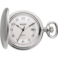 Regent Taschenuhr P732-19497749, (Set, 2-tlg., mit dazu passender Kette), Quarzuhr, Herrenuhr, Datum, Acrylglas silberfarben