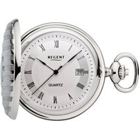 Regent Taschenuhr P733-19497740, (Set, 2-tlg., mit dazu passender Kette), Quarzuhr, Herrenuhr, Datum, Acrylglas silberfarben