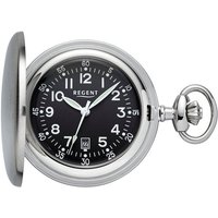 Regent Taschenuhr P752-19584246, (Set, 2-tlg., mit dazu passender Kette), Quarzuhr, Herrenuhr, Datum, Acrylglas silberfarben