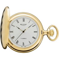Regent Taschenuhr P719, (Set, 2-tlg., mit Kette), Herrenuhr, Handaufzug, Acrylglas goldfarben