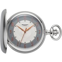 Regent Taschenuhr P728, (Set, 2-tlg., mit Kette), Quarzuhr, Herrenuhr, Acrylglas silberfarben