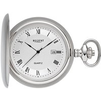 Regent Taschenuhr P749, (Set, 2-tlg., mit Kette), Quarzuhr, Herrenuhr, Datum, Acrylglas silberfarben