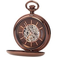 Regent Taschenuhr P-769, (mit dazu passender Kette), Uhrwerk sichtbar sklettiert braun