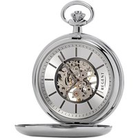 Regent Taschenuhr P-769, (mit dazu passender Kette), Uhrwerk sichtbar sklettiert silberfarben