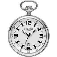 Regent Taschenuhr P743, (Set, 2-tlg., mit Kette), Quarzuhr, Herrenuhr, Datum, Mineralglas, analog silberfarben