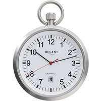Regent Taschenuhr P778, (Set, 2-tlg., mit Kette), Quarzuhr, Herrenuhr, Datum, Mineralglas, analog silberfarben