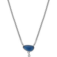 Skagen Edelstahlkette Skagen Damen-Kette Edelstahl Glasstein blau|silberfarben