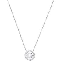 Swarovski Kette mit Anhänger Sparkling Dance Round, weiss, Rhodiniert, 5286137, mit Swarovski® Kristall silberfarben
