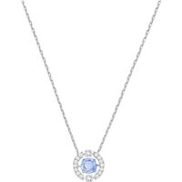 Swarovski Collier Swarovski Damen-Kette Metall Swarovski-Kristall blau|silberfarben