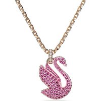 Swarovski Kette mit Anhänger Swarovski Iconic Swan, Schwan, 5647552, 5647555, mit Swarovski® Kristall goldfarben|rosa