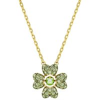 Swarovski Kette mit Anhänger IDYLLIA DANCING, KLEEBLATT, 5671144, mit Swarovski® Kristall, Swarovski® Zirkonia (synth) gelb|goldfarben|grün