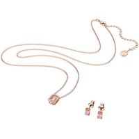 Swarovski Ohrring und Ketten Set Millenia Set, Swarovski Zirconia im Octagon-Schliff (Set, 3-tlg), mit Swarovski® Kristallen goldfarben|rosa