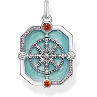 THOMAS SABO Kettenanhänger Wheel of Karma türkis mit bunten Steinen Silber silberfarben
