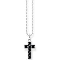 THOMAS SABO Kreuzkette Kreuz, KE2166-051-14-L45V, KE2166-477-7-L45V, KE2166-643-11-L45V, mit Glas-Keramik Stein, Korund (synth), Zirkonia (synth) schwarz|silberfarben