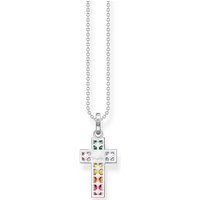 THOMAS SABO Kreuzkette Kreuz, KE2166-051-14-L45V, KE2166-477-7-L45V, KE2166-643-11-L45V, mit Glas-Keramik Stein, Korund (synth), Zirkonia (synth) bunt|silberfarben