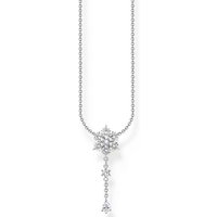 THOMAS SABO Kette mit Anhänger Schneeflocke mit weißen Steinen, KE2171-051-14-L45V, mit Zirkonia (synth) silberfarben