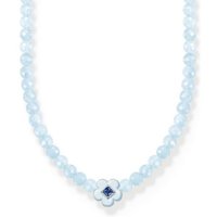 THOMAS SABO Choker Choker Blume mit blauen Perlen, KE2182-496-1-L42V, mit Glas-Keramik Stein blau|silberfarben