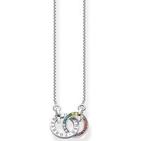 THOMAS SABO Kette mit Anhänger Together mit zwei Ringen Silber geschwärzt, KE1488-318-7-L55V, mit Glas-Keramik Stein, Korund, Spinell, Zirkonia (synth) bunt|grün|silberfarben