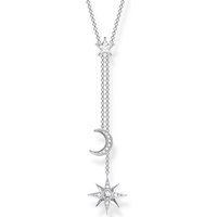THOMAS SABO Kette mit Anhänger Stern & Mond silber, KE1900-051-14-L45V, mit Zirkonia (synth) silberfarben