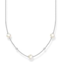 THOMAS SABO Perlenkette Perlen mit Steinen, KE2120-167-14-L45V, mit Zirkonia (synth) - mit Süßwasserzuchtperle silberfarben|weiß