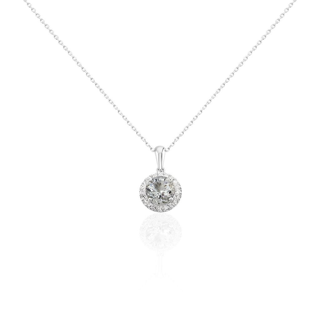 🦚 Damen Kette Weißgold 585 Aquamarin Himmelblau 1,44ct Kathi, Kette mit Stein