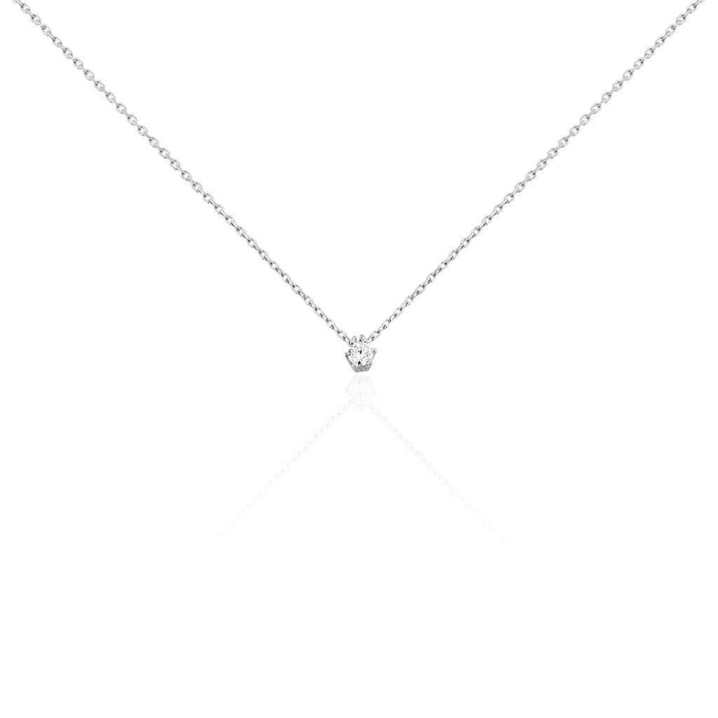 🦚 Damen Collier Weißgold 375 Diamant 0,1ct Rome, Collier mit Stein