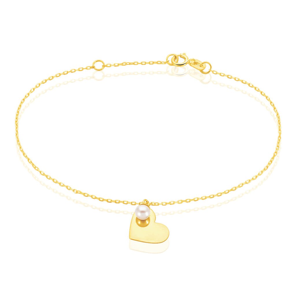 🦚 Armband Gold 375 Zuchtperle Herz, Armband mit Stein